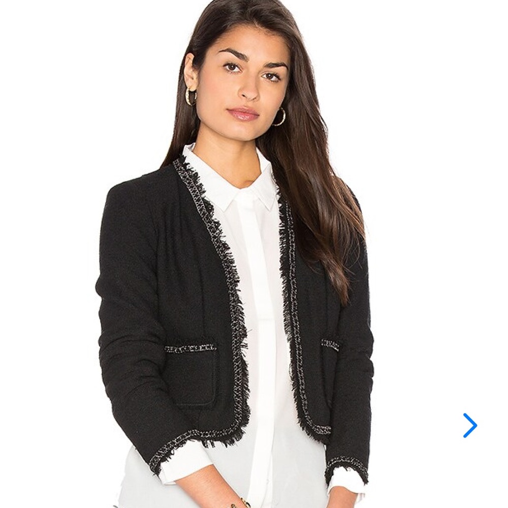 Rebecca Taylor Black Blazer with Fringe Trim